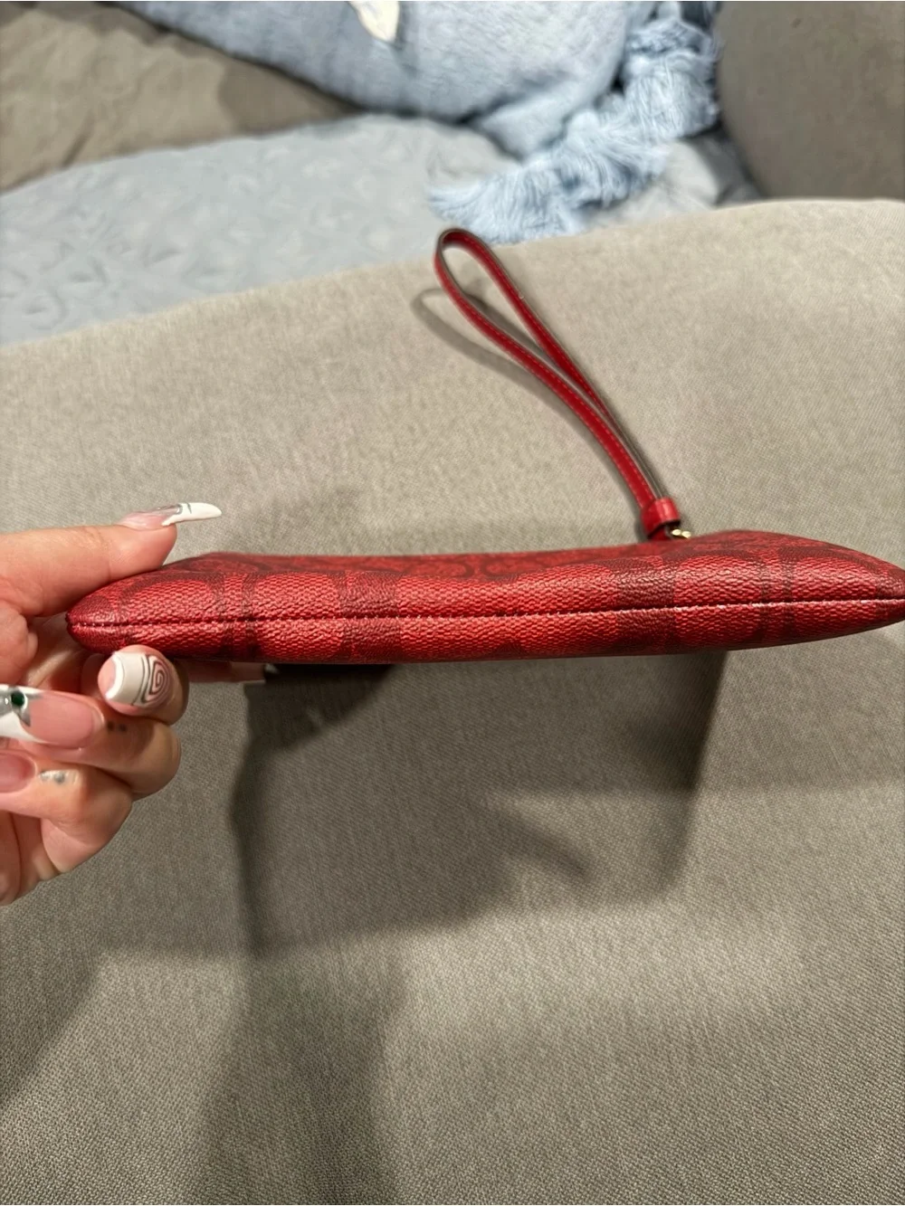 COACH Red Signature Wristlet with Gold Logo